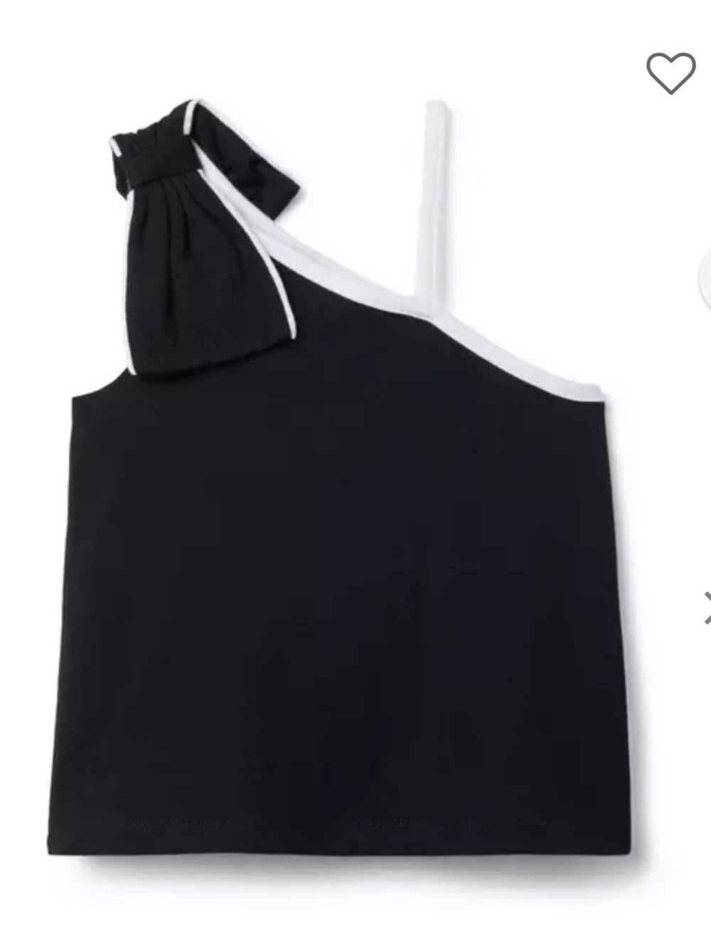 Janie and Jack Black One-Shoulder Tank Top with White Trim